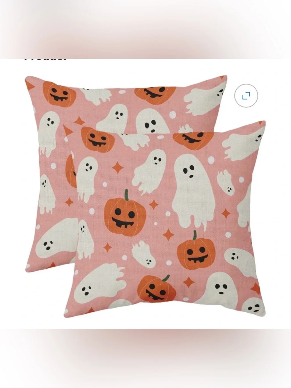 Pink Halloween Pillow Covers 18x18 Set of 2 Cute Ghost Pumpkin scary theme home